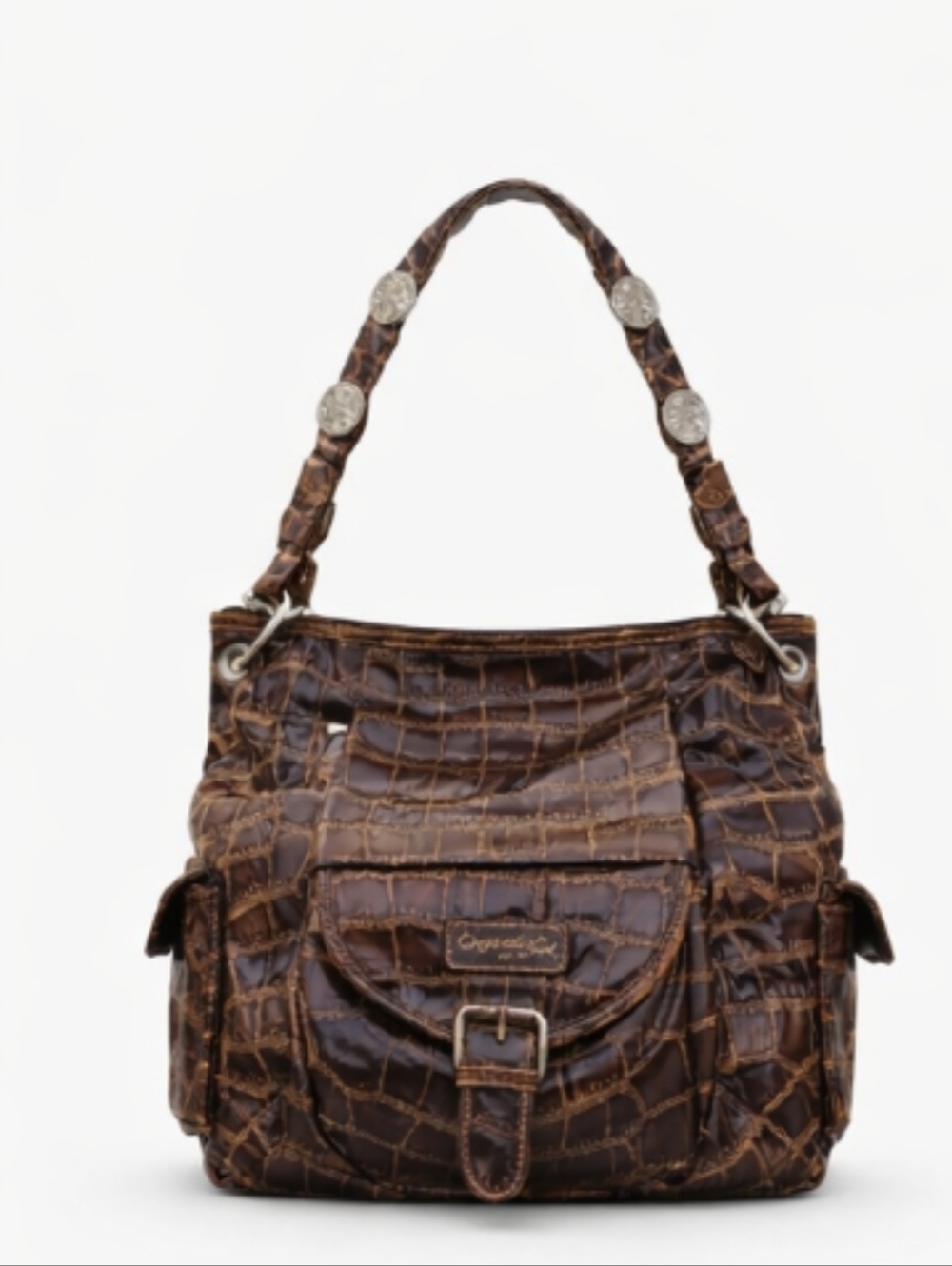 🤎 Cabrelli Croc Embossed Shoulder Bag ✨ Vintage Luxe Aesthetic